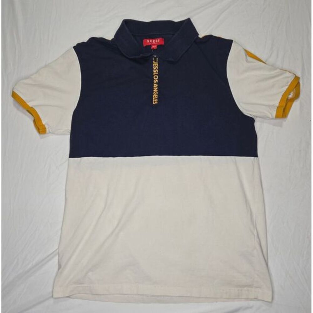 GUESS Los Angeles Color Block Polo Shirt Short Sleeve‎ Casual Men's M